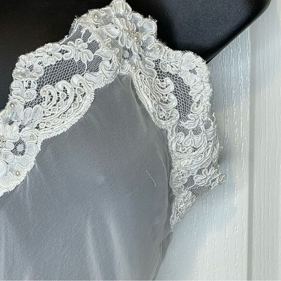 Vintage Etienne Bodysuit Sheer Lingerie Ivory White Flouncy Waist Size Small - Picture 5 of 15